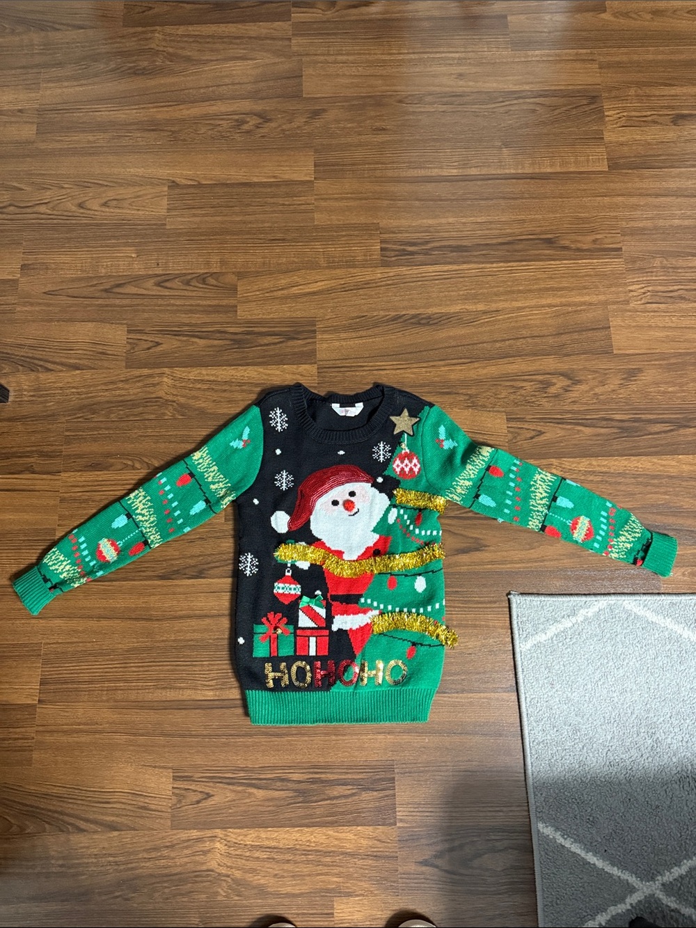 Green & Black Christmas Santa Sweater - Festive Holiday Pullover
